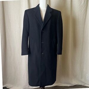 Silver Cloud Cashmere Blend Overcoat Black 40R Italy Fabric Vintage 90s